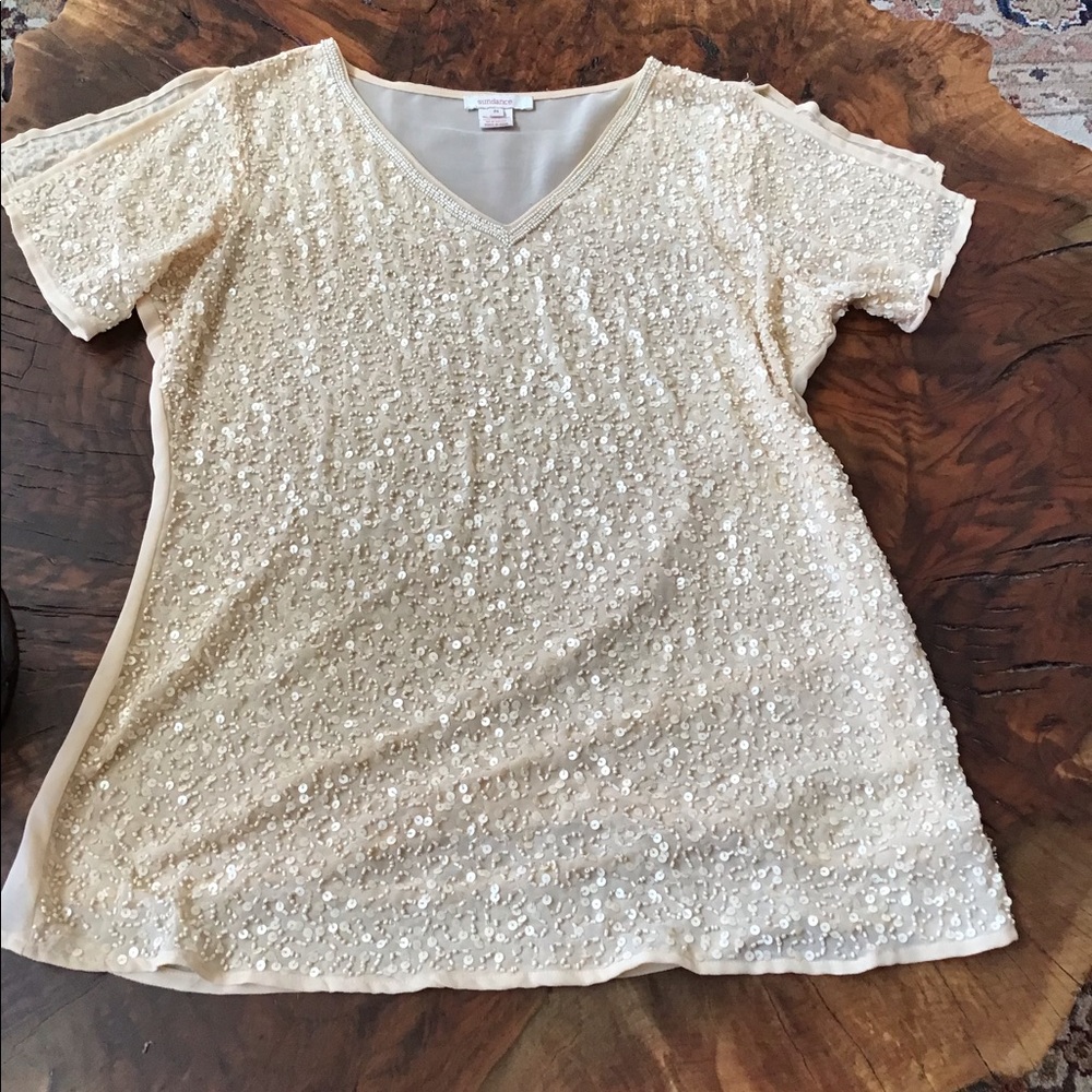 Sundance beige beaded top